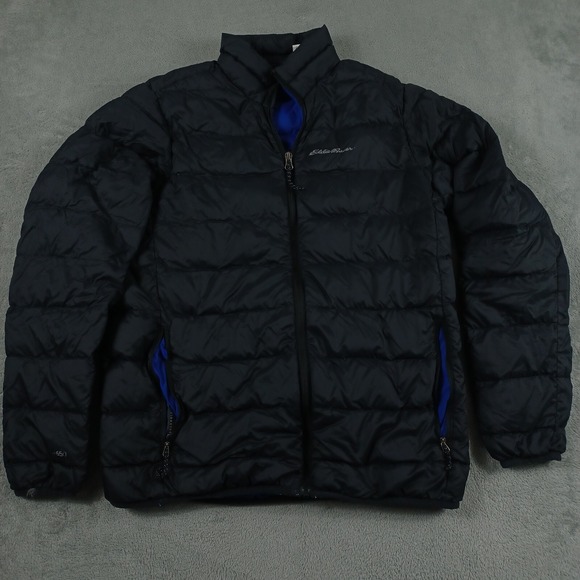 Eddie Bauer Jacket Mens Small Black Down EB650 Puffer Pockets Outdoor - Picture 1 of 9